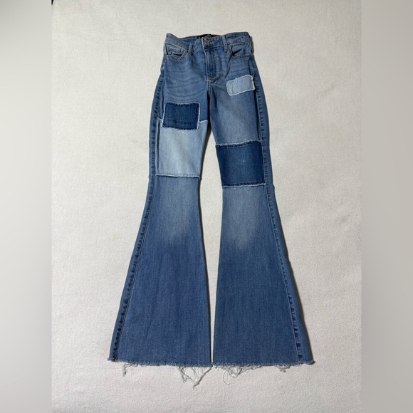 Hollister Denim - Hollister Jeans Womens 24x31 Flare‎ High Rise Patch Patchwork Blue Denim
